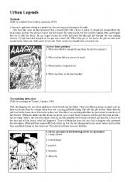 English Worksheet: Urban legends (3 stories)