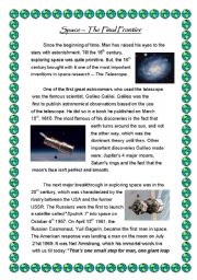 English Worksheet: space - the final frontier