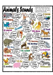 English Worksheet: Animals Sounds (part 1)