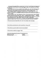 English Worksheet: A bad adventure in New Youk