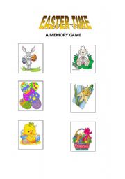 English Worksheet: Easter time - a memory game