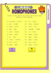 English Worksheet: Homophones with Listening