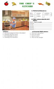 English Worksheet: The chefs kitchen