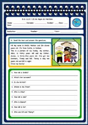 English Worksheet: Family - test (page 1)