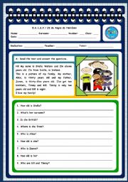 English Worksheet: Family - test (page 1)