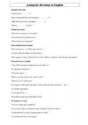 English Worksheet: Asking for direction