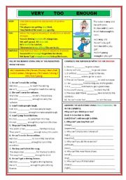 English Worksheet: VERY / TOO / ENOUGH