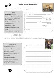 English Worksheet: Writing Activity: Wild Animals