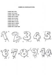 English Worksheet: colour the numbers
