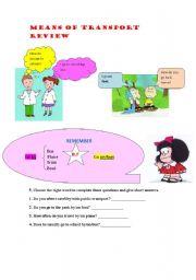 English worksheet: Means of transport: by/on