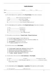 English Worksheet: Grammar Worksheet