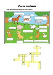 English Worksheet: Farm animals (key included)