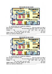 English Worksheet: The rooms in our house.