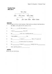 English Worksheet: Family Tree