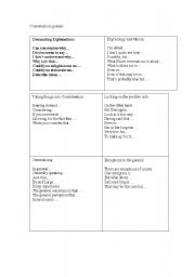 English Worksheet: Sentence openers for discussion