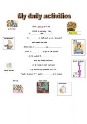 English Worksheet: My daily routine