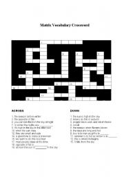 English Worksheet: Matrix Vocabulary Crossword