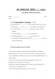 English worksheet: test 10th grade