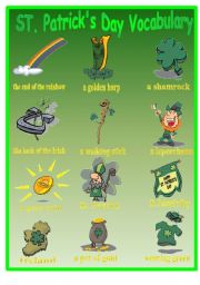English Worksheet: St. Patricks Day Pictionary and Wordsearch