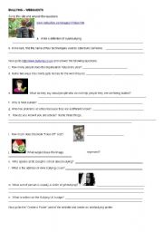 English Worksheet: Bullying Webquest