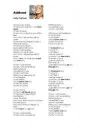English Worksheet: Addicted by kelly Clarkson