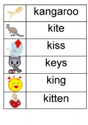 English Worksheet: k - picture/word match