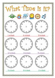 English Worksheet: What Time is it?