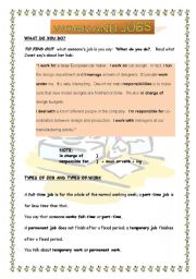English Worksheet: Talking about what you do in your job