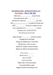 English worksheet: Iron Maiden - Run to the hills