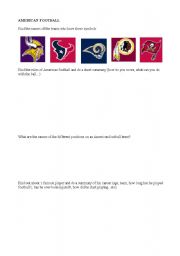 English Worksheet: American football - internet quest