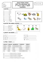 English Worksheet: 2nd term 4th grade 1st exam paper