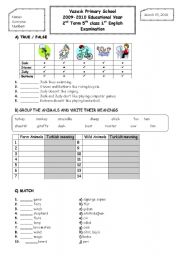 English Worksheet: 2nd term 5th grade 1st exam paper