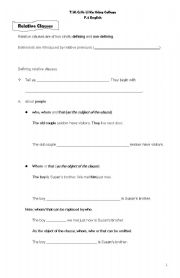 English Worksheet: relative clause