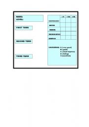 English worksheet: RECORD CARD TEMPLATE