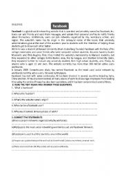 English Worksheet: Facebook