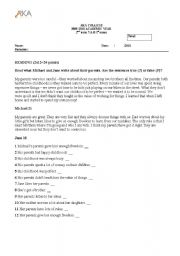 English Worksheet: top score 2 exam 