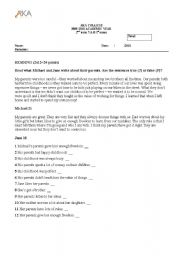 English worksheet: top score 2 exam 