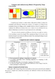 English Worksheet: compare and contrast essay