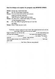 English Worksheet: reported speech