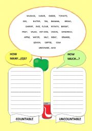 English Worksheet: HOW MUCH/MANY + FOOD & DRINK