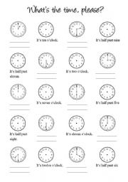 English Worksheet: clocks