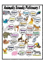 English Worksheet: Animals Sounds Pictionary