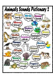 English Worksheet: Animals Sounds Pictionary 2