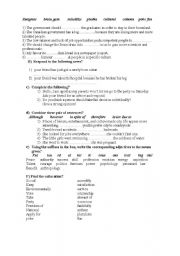 English worksheet: grammar and vocabularies