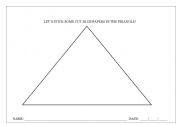 English worksheet: colours and shapes (blue and triangle)