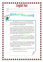 English Worksheet: test on the environment