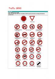 English Worksheet: the compulsory traffic signs