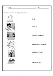 English Worksheet: Greetings test