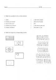 English Worksheet: Countries test