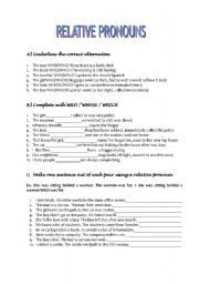 English Worksheet: RELATIVE PRONOUNS AND PRESENT PERFECT CONTINUOUS